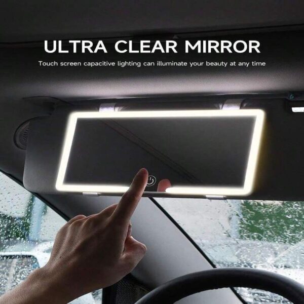 Car Vanity Mirror Sun Visor Rechargeable LED Lights