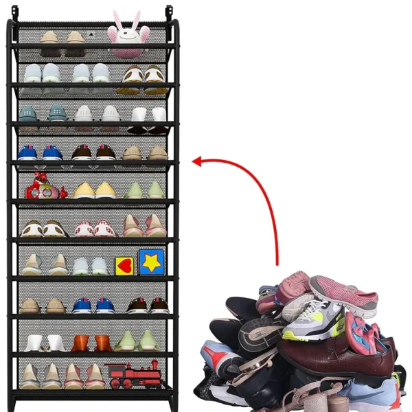 10-Tier Over-the-Door Shoe Rack - Large Capacity - Image 6